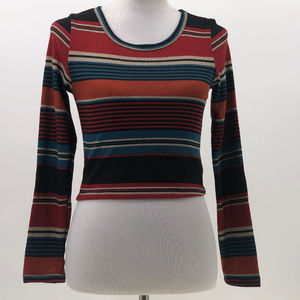 cle luv striped cropped sweater jr sz M